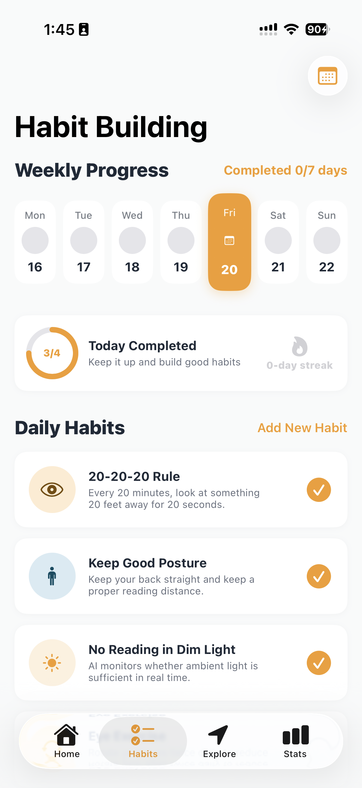 Sunlight Eye Care: Habit App screenshot 3